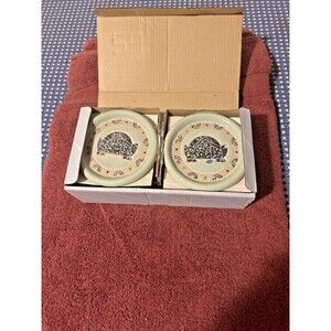 Japanese porcelain Vintage Round Turtle Trinket Box With  Lid. X2